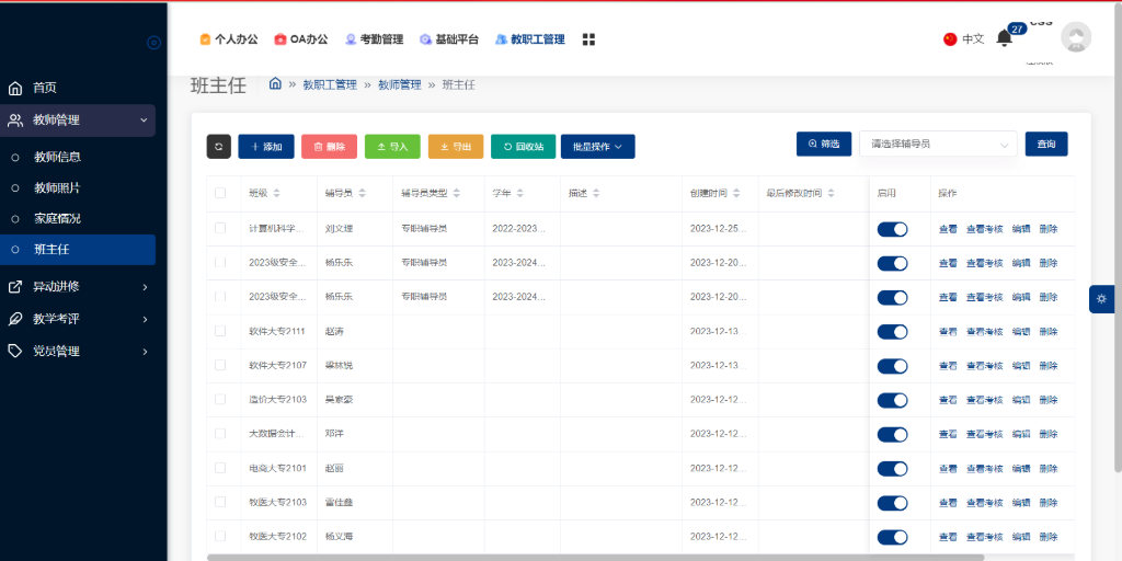  教师管理系统的功能模块(图7)