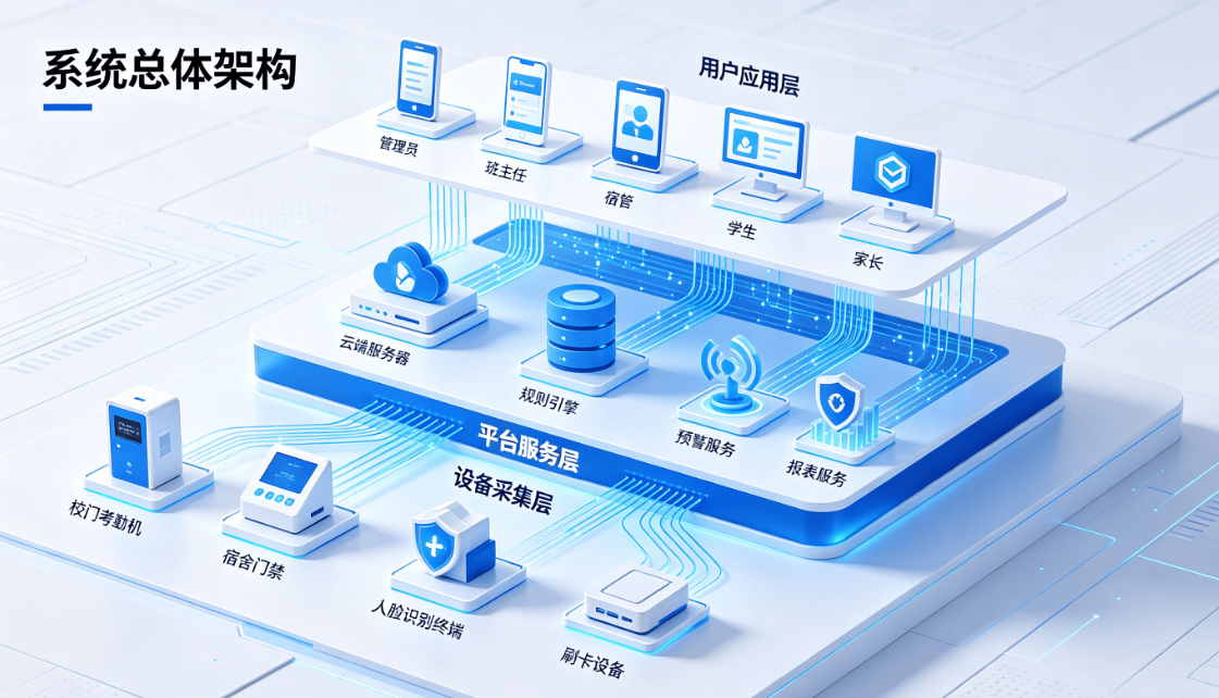构建入校 - 离校 - 归寝全流程智能考勤安全体系(图2) 构建入校 - 离校 - 归寝全流程智能考勤安全体系(图2)