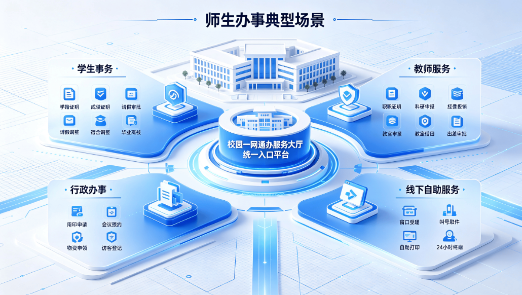 校园一网通办系统:师生一站式智慧办事服务平台解决方案(图2) 校园一网通办系统:师生一站式智慧办事服务平台解决方案(图2)